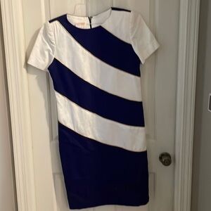 Size 12 short sleeve royal blue and white cotton stripe dress